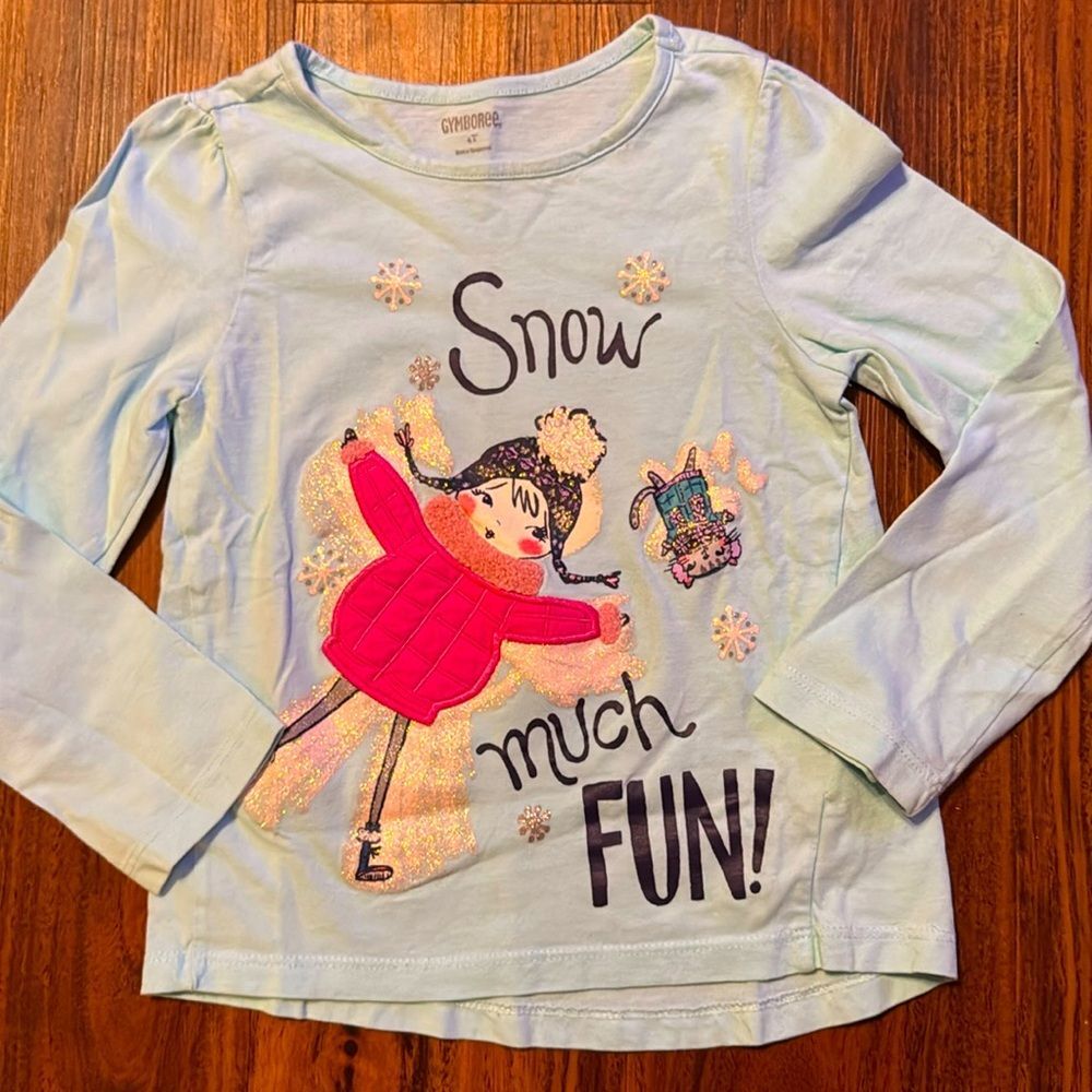 Gymboreee long sleeve girls, snow much fun  T-shirt size 4T
